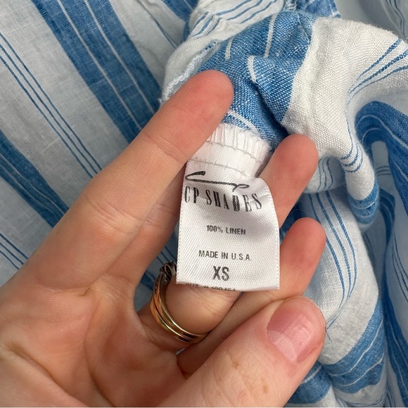 CP Shades Linen Tunic Dress Size XS White/Blue Stripes Classic Fall Staple Piece - Picture 6 of 7